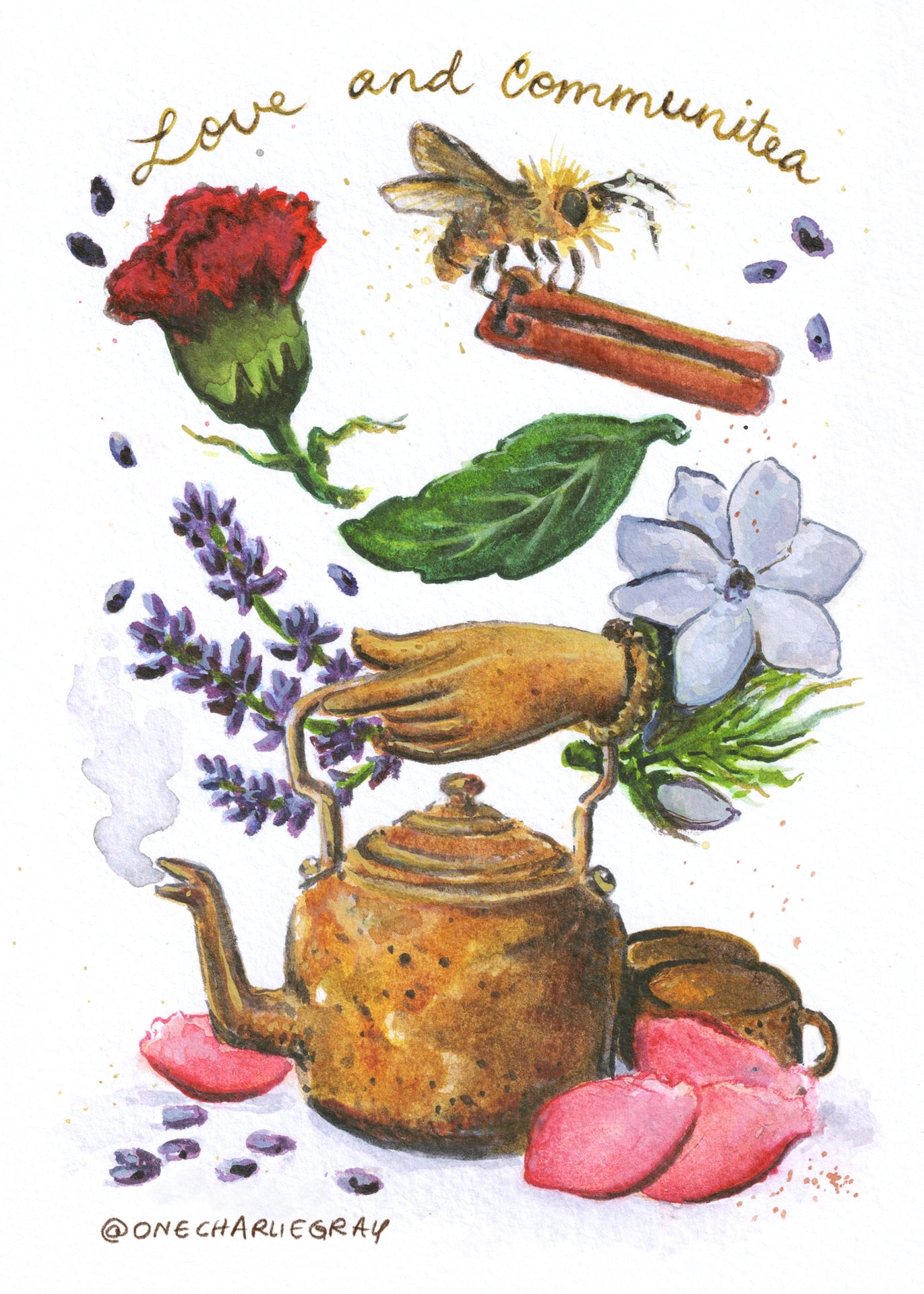 "Spell for Love & Communitea," PRINT of Original Watercolor Painting