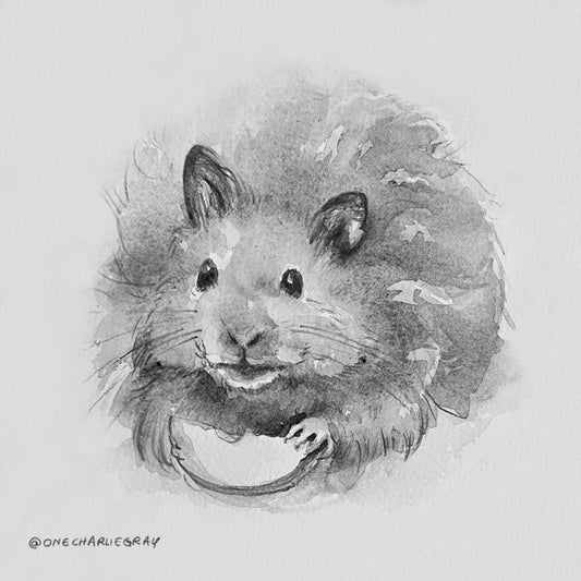 “Archie” Archival PRINT of Original Watercolor Painting of Pet Hamster