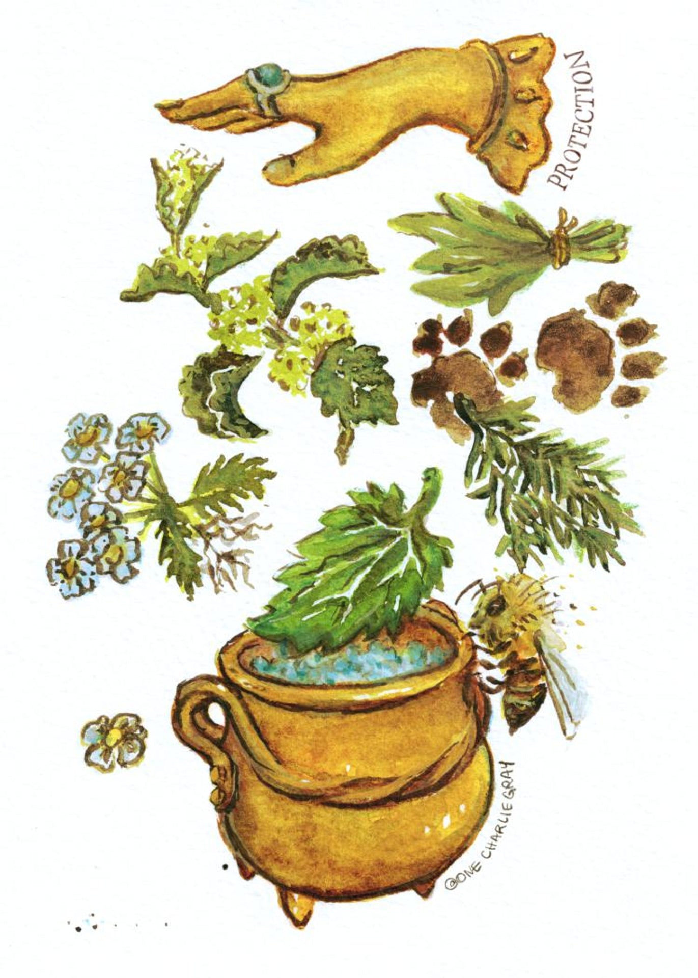 "Spell for Protection" PRINT of Original Watercolor Painting